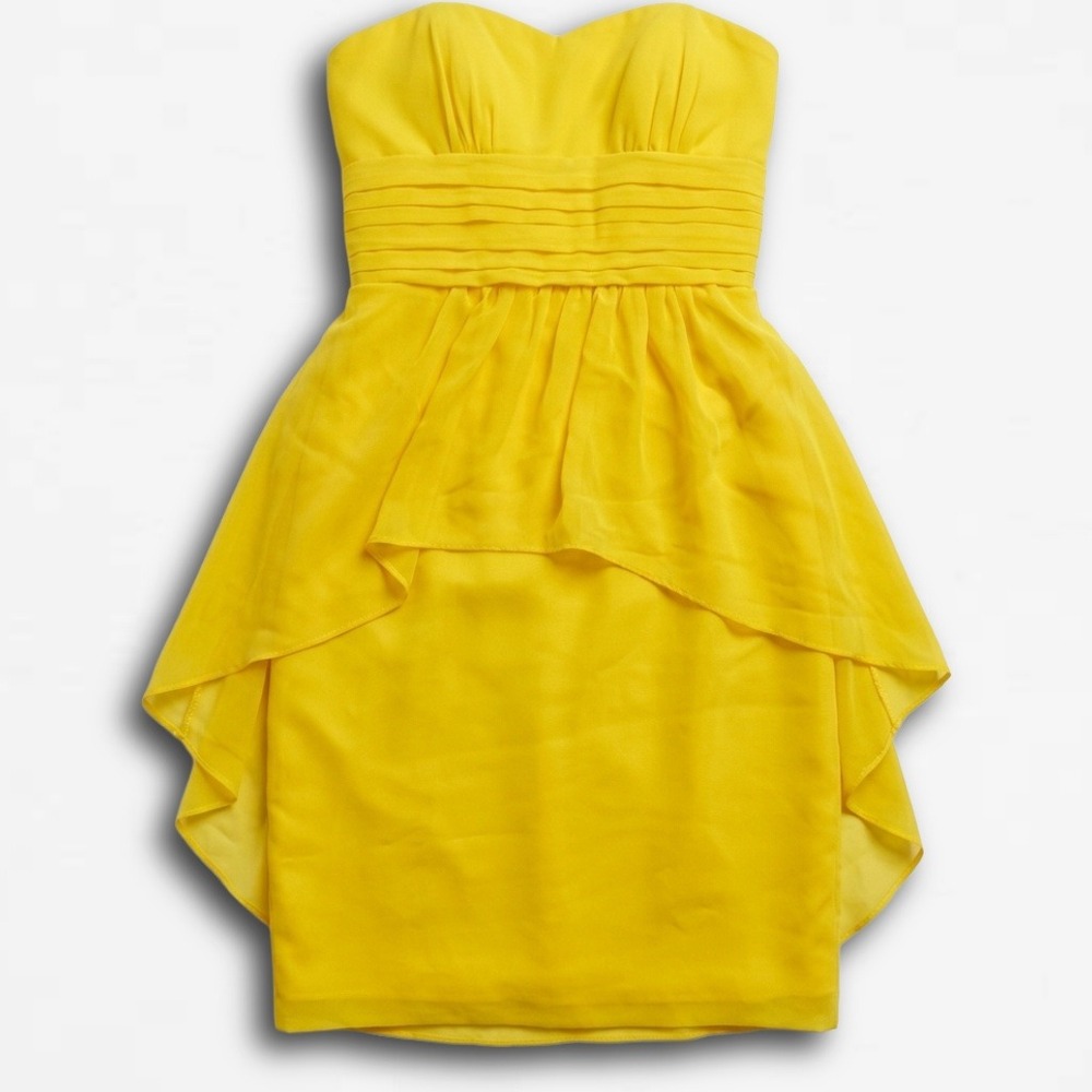 Alfred Angelo Yellow Strapless Sweetheart Chiffon Cocktail Bridesmaid Dress 0